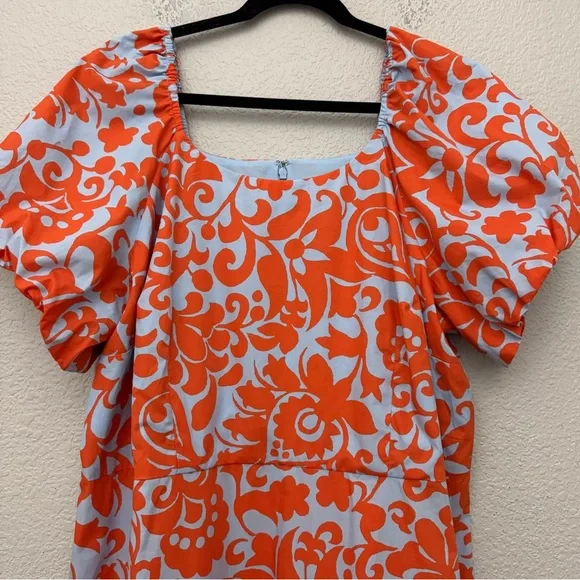 Talbots Puff Sleeve Poplin Dress Floral Print Size 18W NWT - Picture 3 of 13